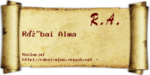 Rábai Alma névjegykártya
